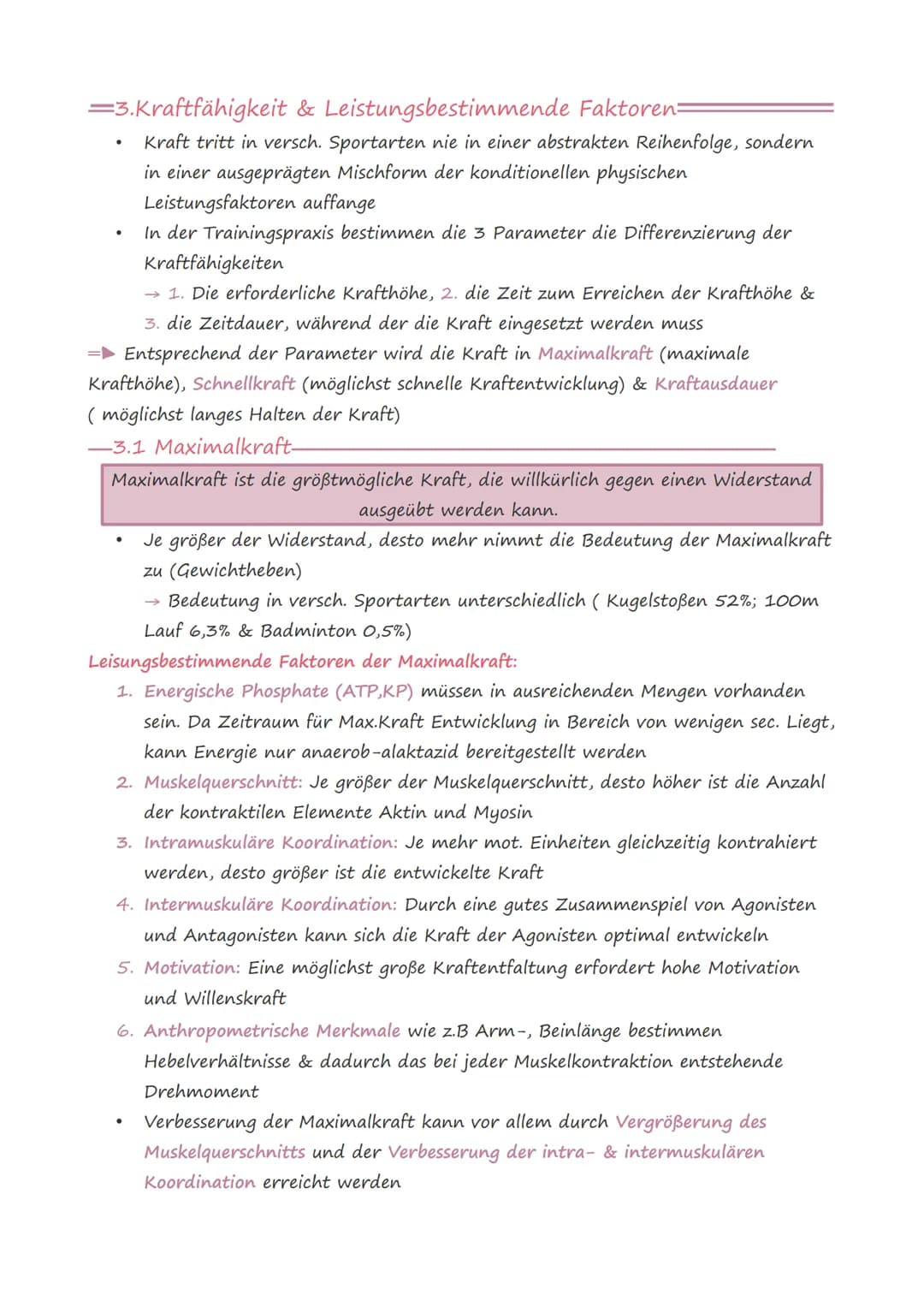 =1. Bedeutung der Kraft-
Kraft im Biologischen Sinne ist die Fähigkeit des Nerv-Muskelsystems, durch
Muskeltätigkeit Widerstände zu überwind