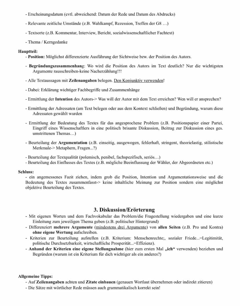 Aufbau
1. Darstellung von Wissen aus dem Unterricht
2. Analyse eines Textes
3. Erörterung / Stellungnahme zu einem Problem, Sachverhalt, Zit