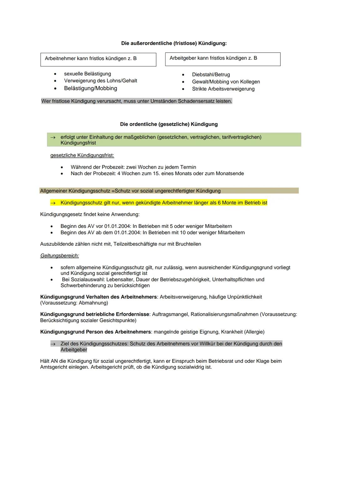 Arbeitsvertrag
→ Darf grundsätzlich formlos geschlossen werden (z. B mündlich), spätestens 1 Monat nach Arbeitsbeginn
muss der AG, die Vertr