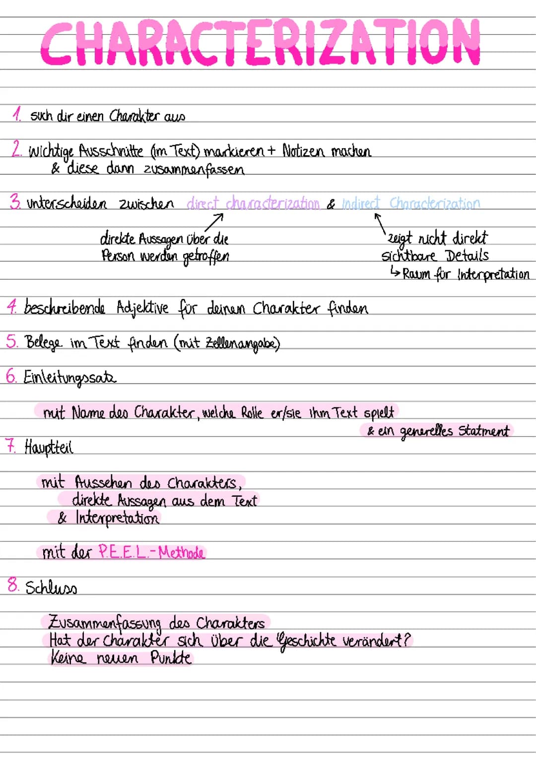 Charakterisierung Beispiele und Übungen: Direkte und Indirekte Charakterisierung für die 7. und 8. Klasse