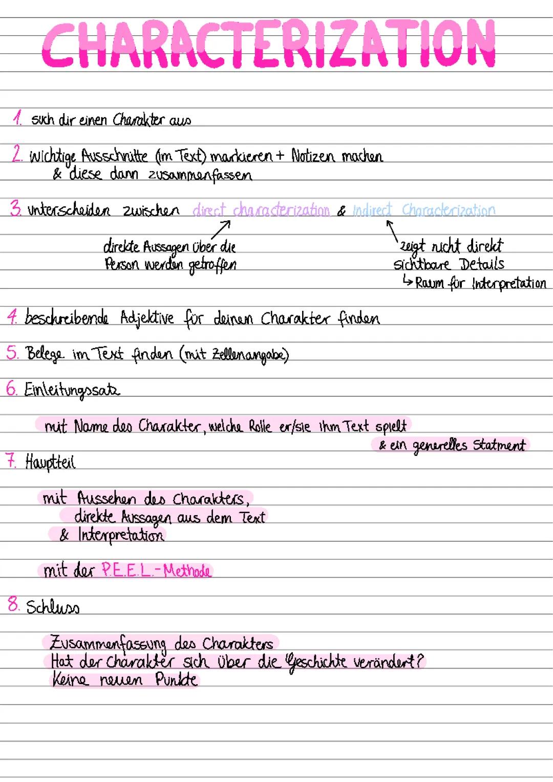 Charakterisierung Beispiele und Übungen: Direkte und Indirekte Charakterisierung für die 7. und 8. Klasse