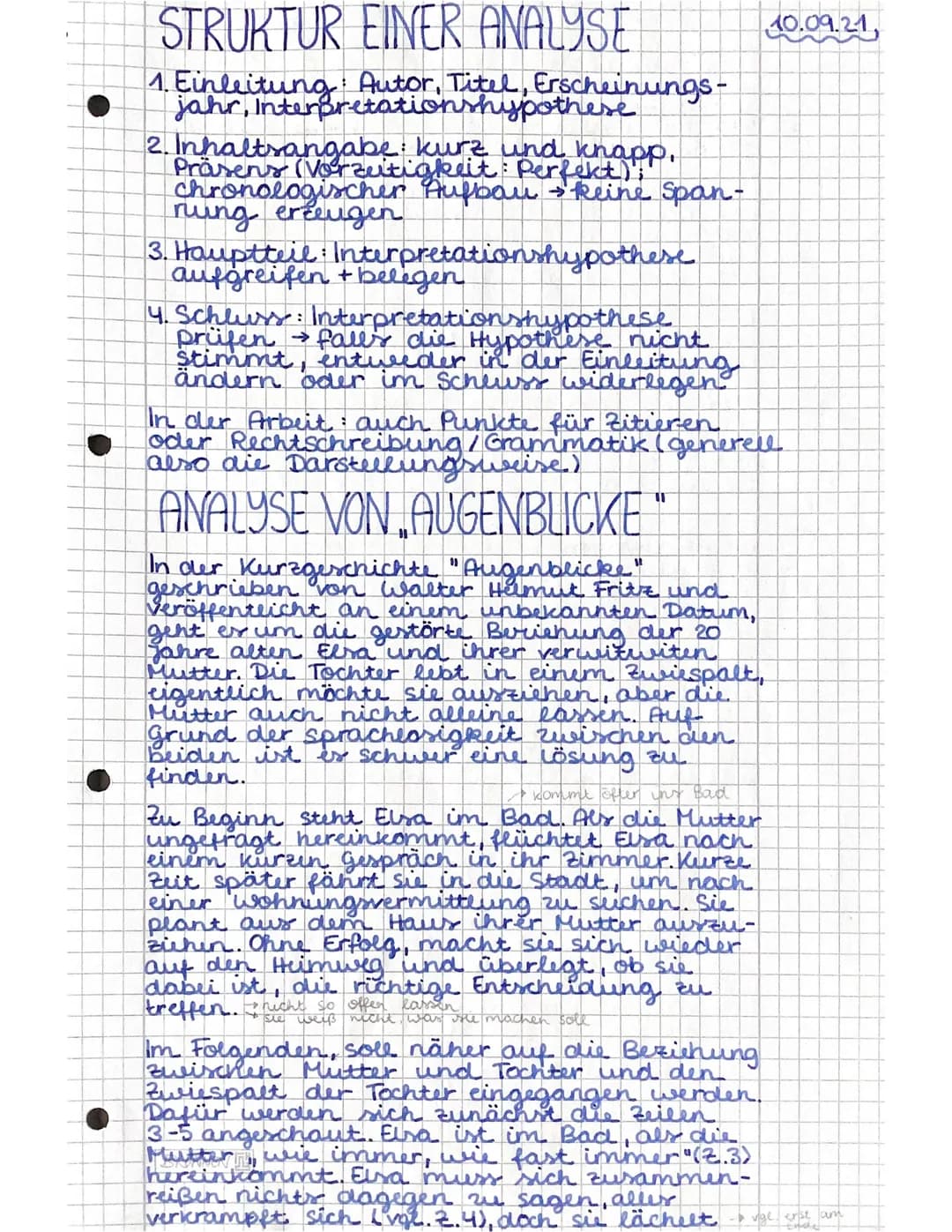 STRUKTUR EINER ANALYSE
1. Einleitung Autor, Titel, Erscheinungs-
jahr, Interpretationshypothese
2. Inhaltsangabe: kurz und knapp,
Präsens (V