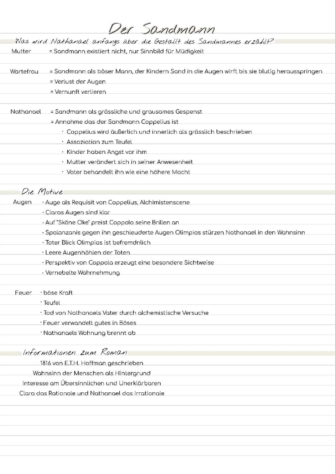 Der Sandmann: Steckbrief und Aussehen von Nathanael, Figuren, Motive und Themen einfach erklärt