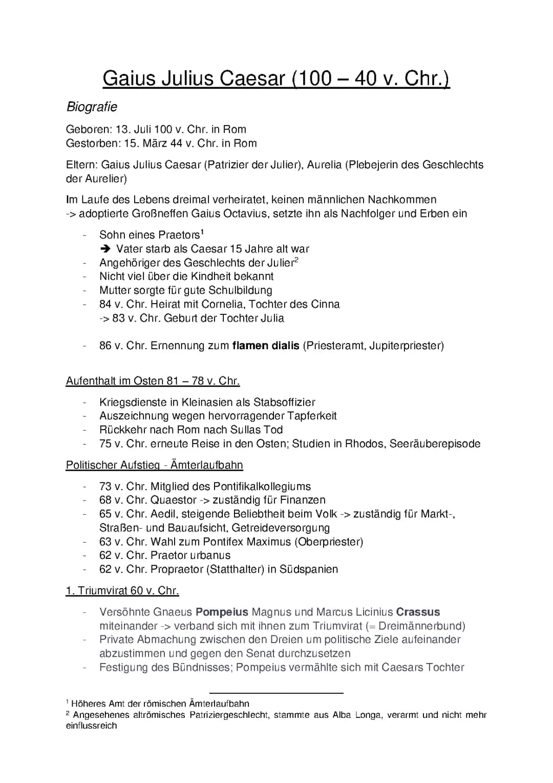Gaius Julius Caesar - Handout