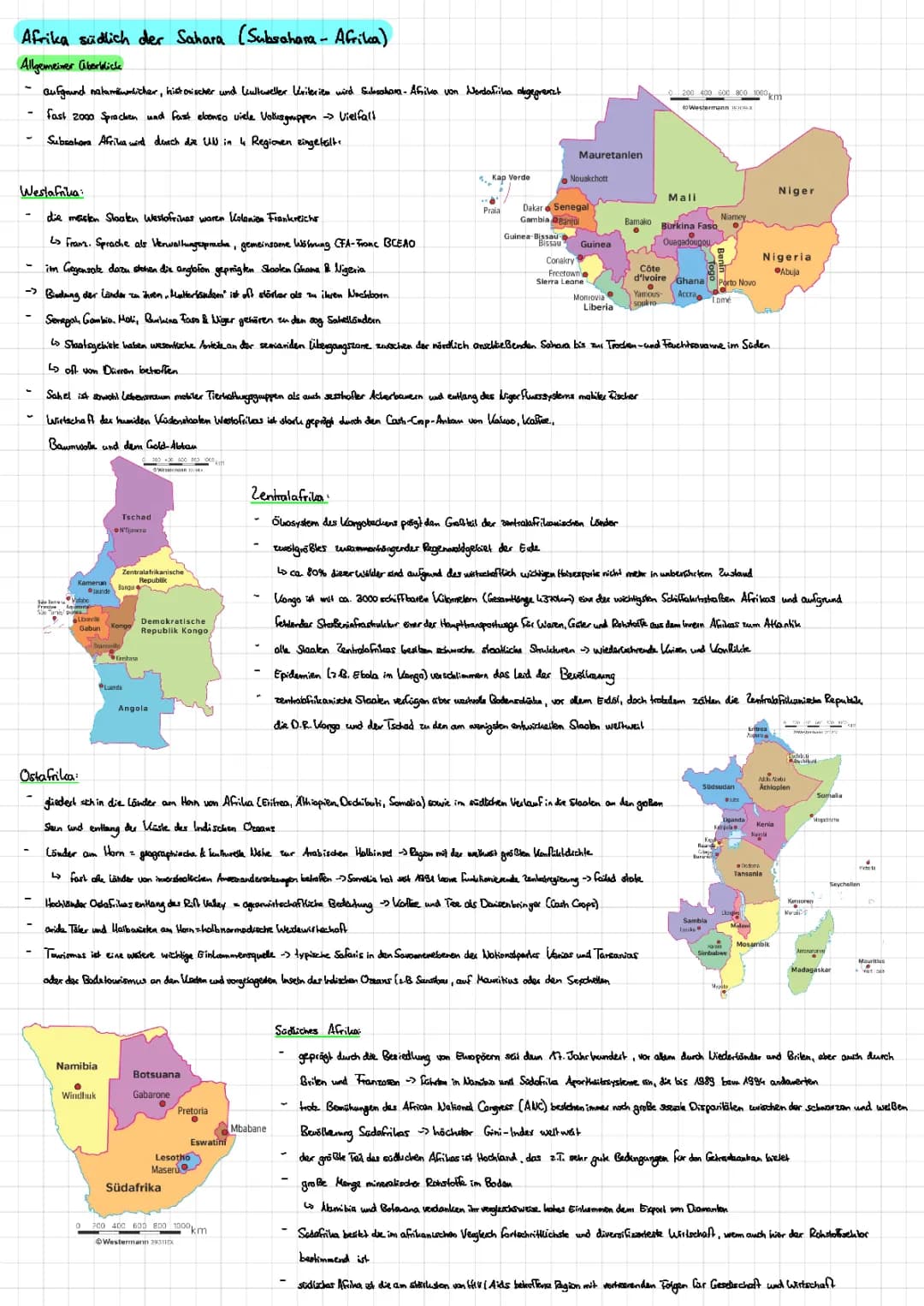 Raummodul Afrika südlich der Sahara (Subsahara-Afrika)