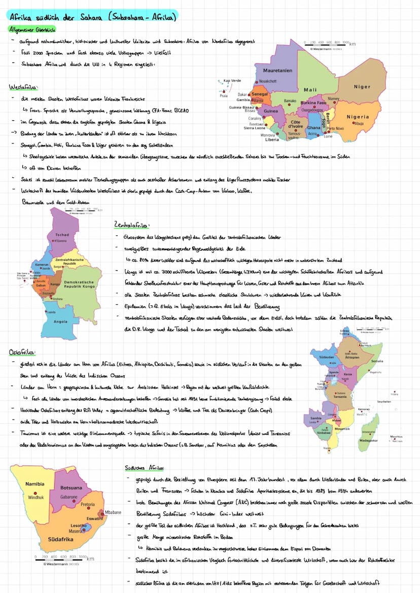 Afrika südlich der Sahara (Subsahara - Afrika)
Allgemeiner Überblick
aufgrund natumäumlicher, historischer und kultureller Kriterien wird Su