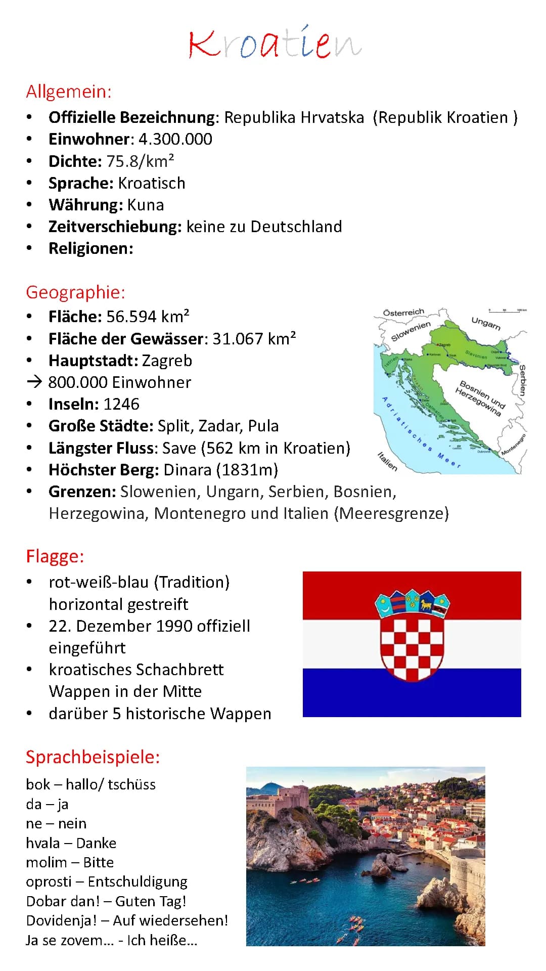Kroatien Präsentation: PowerPoint, Steckbrief und 10 Fakten über Kroatien 🇭🇷
