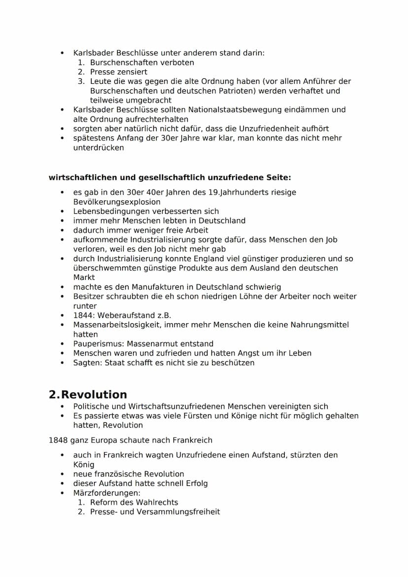 Geschichte Zusammenfassung
Revolution 1848/1849
● Erste Revolution auf deutschem Boden
● vor Otto von Bismarck
brachte Verfassungen und nahm