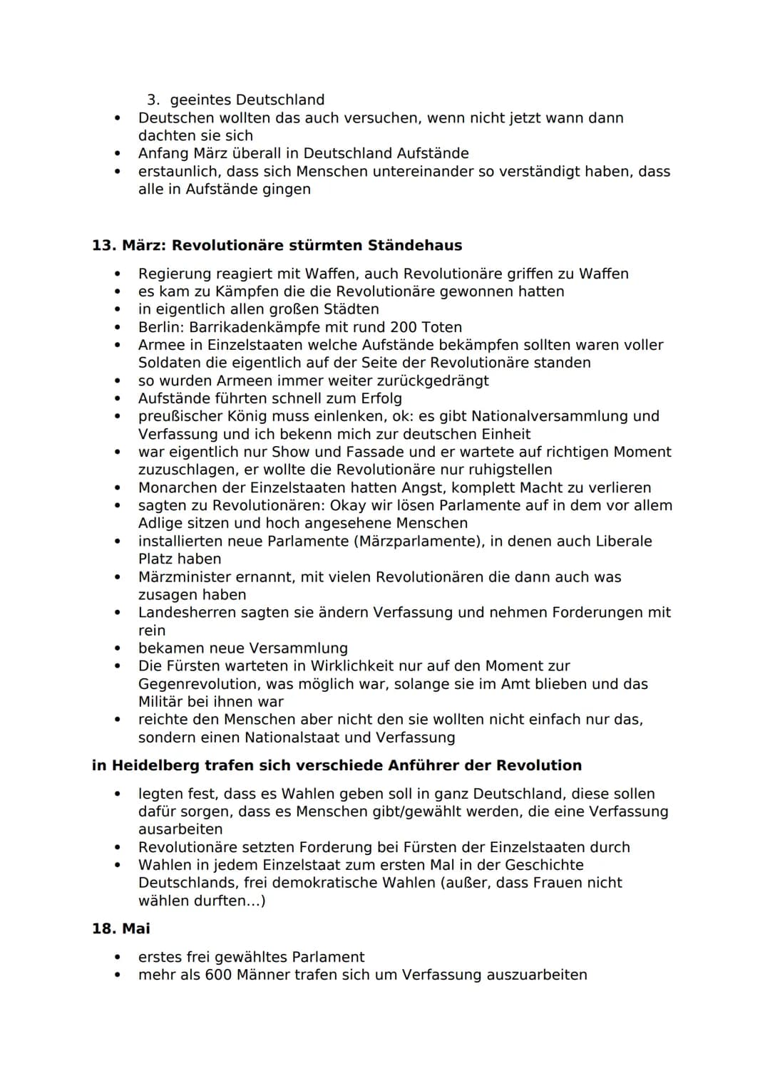 Geschichte Zusammenfassung
Revolution 1848/1849
● Erste Revolution auf deutschem Boden
● vor Otto von Bismarck
brachte Verfassungen und nahm