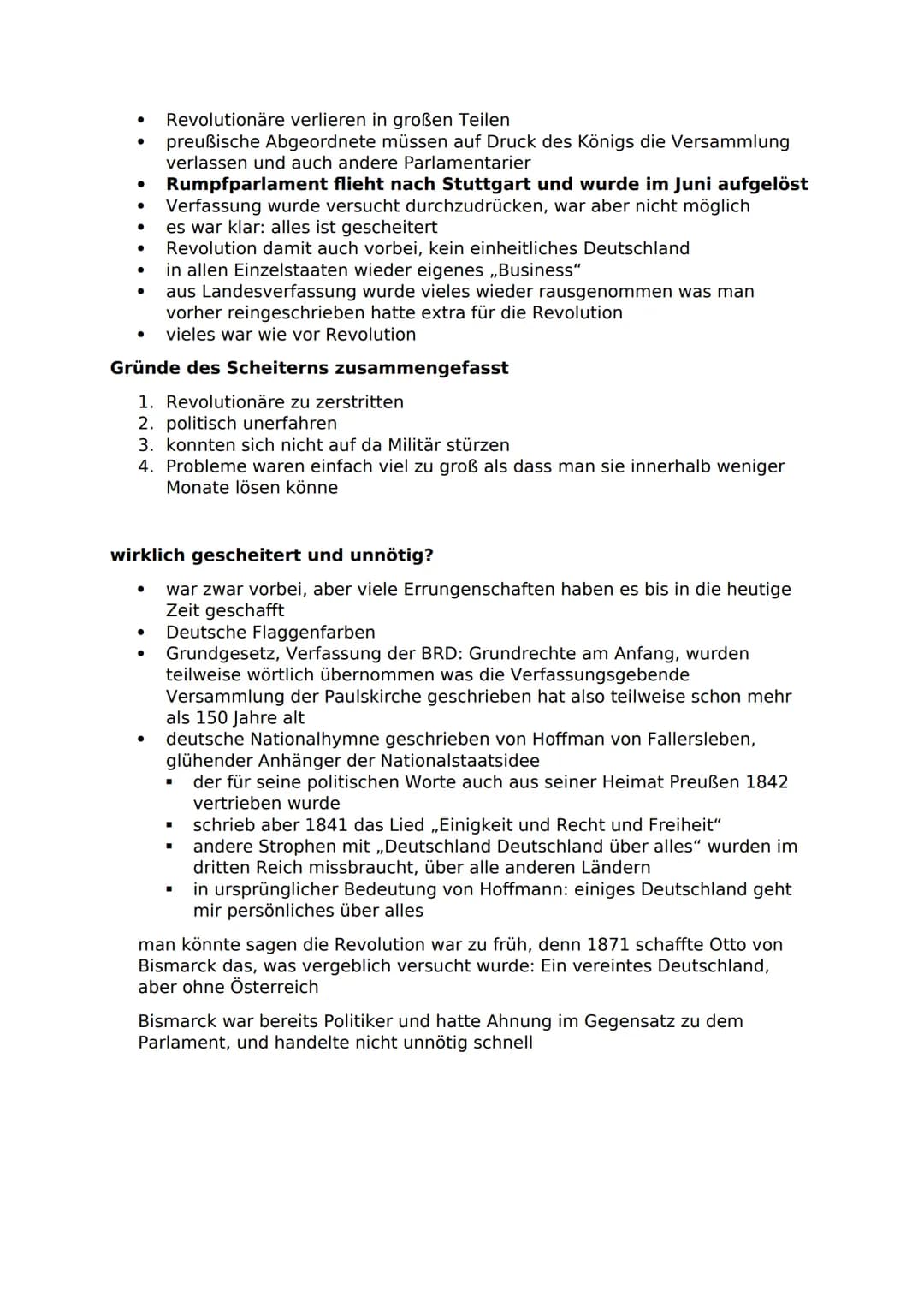 Geschichte Zusammenfassung
Revolution 1848/1849
● Erste Revolution auf deutschem Boden
● vor Otto von Bismarck
brachte Verfassungen und nahm