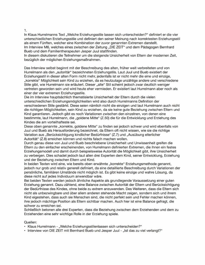 Erste schriftliche Aufgabe:
a) Im Text ,,Über meinen Vater" beschreibt der berichtende Sohn detailliert die erzieherischen
Maßnahmen des Vat