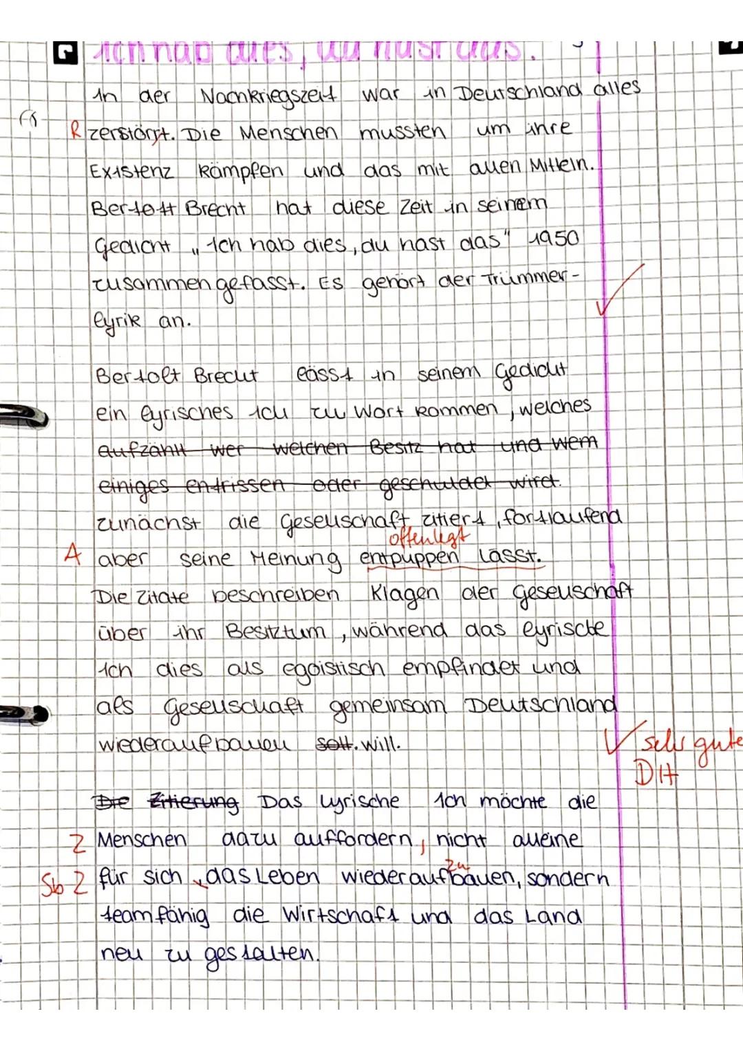 Bertolt Brecht Gedichte und Analysen: 'Ich hab die, du hast das', 'Der Nachbar', 'Schlechte Zeit für Lyrik' u.v.m.