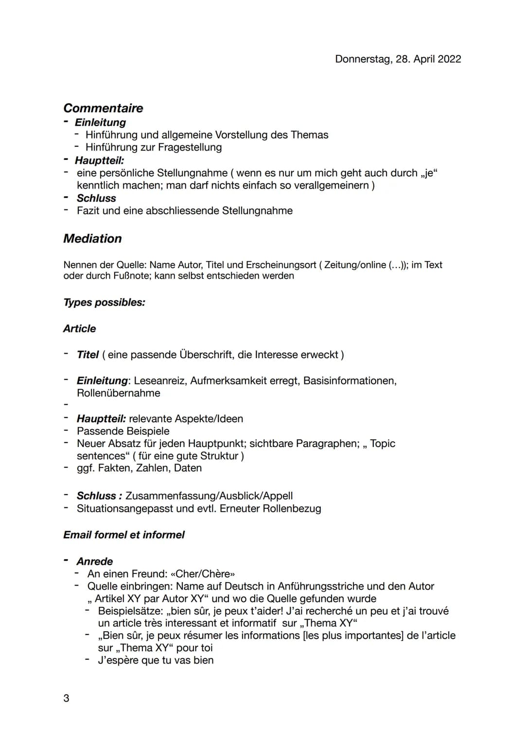 Französisch Abi Methodik
Types de textes possibles pour la troisième exercice
Un article
Titel (eine passende Überschrift, die Interesse erw