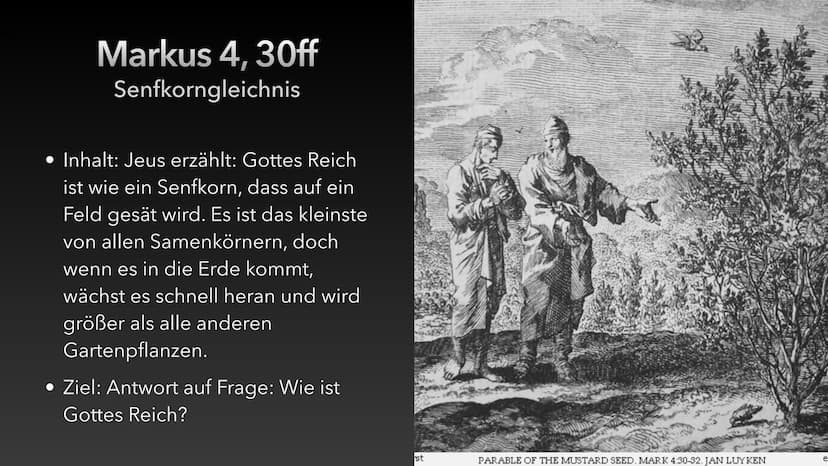 Gleichnisse
Luca Dold 30.10.20 Gleichnisse Definition
etwas nicht Erfassbares (Reich Gottes/Gott jenseits von Raum und Zeit/total anders als