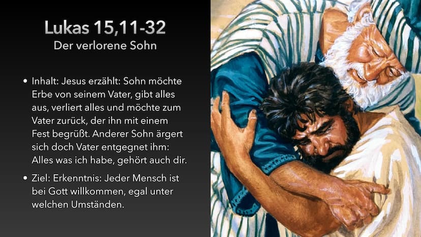 Gleichnisse
Luca Dold 30.10.20 Gleichnisse Definition
etwas nicht Erfassbares (Reich Gottes/Gott jenseits von Raum und Zeit/total anders als