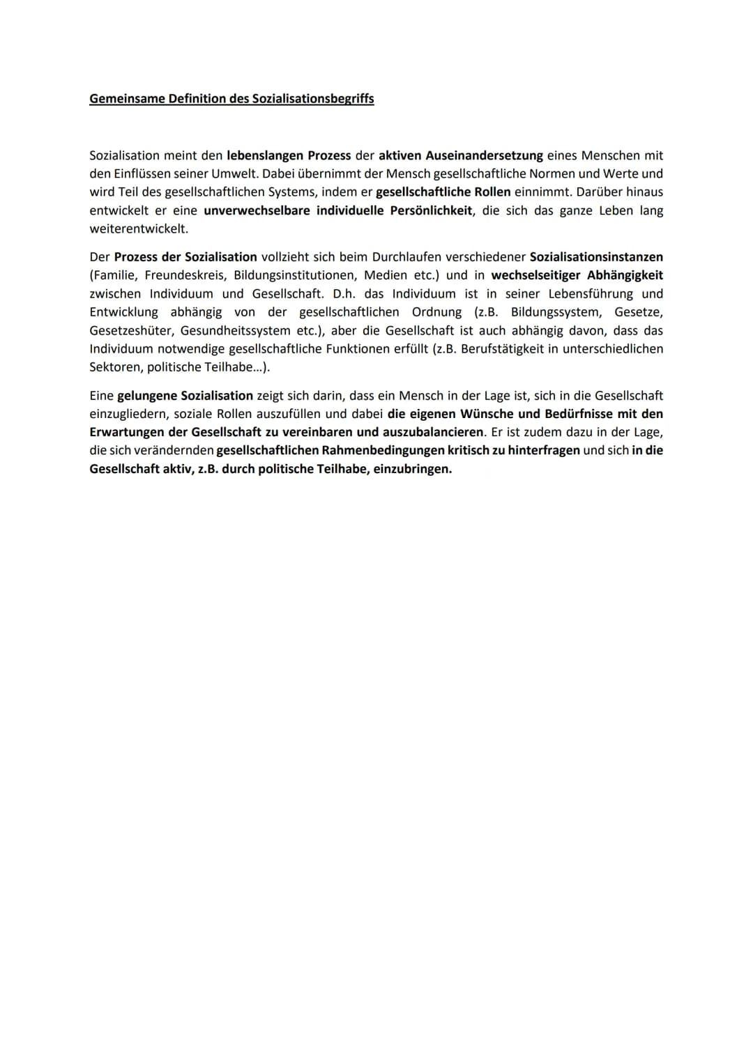 Die falsche Definition des Sozialisationsbegriffs:
Sozialisation meint die passive Prägung eines Menschen durch die Gesellschaft. Der Vorgan