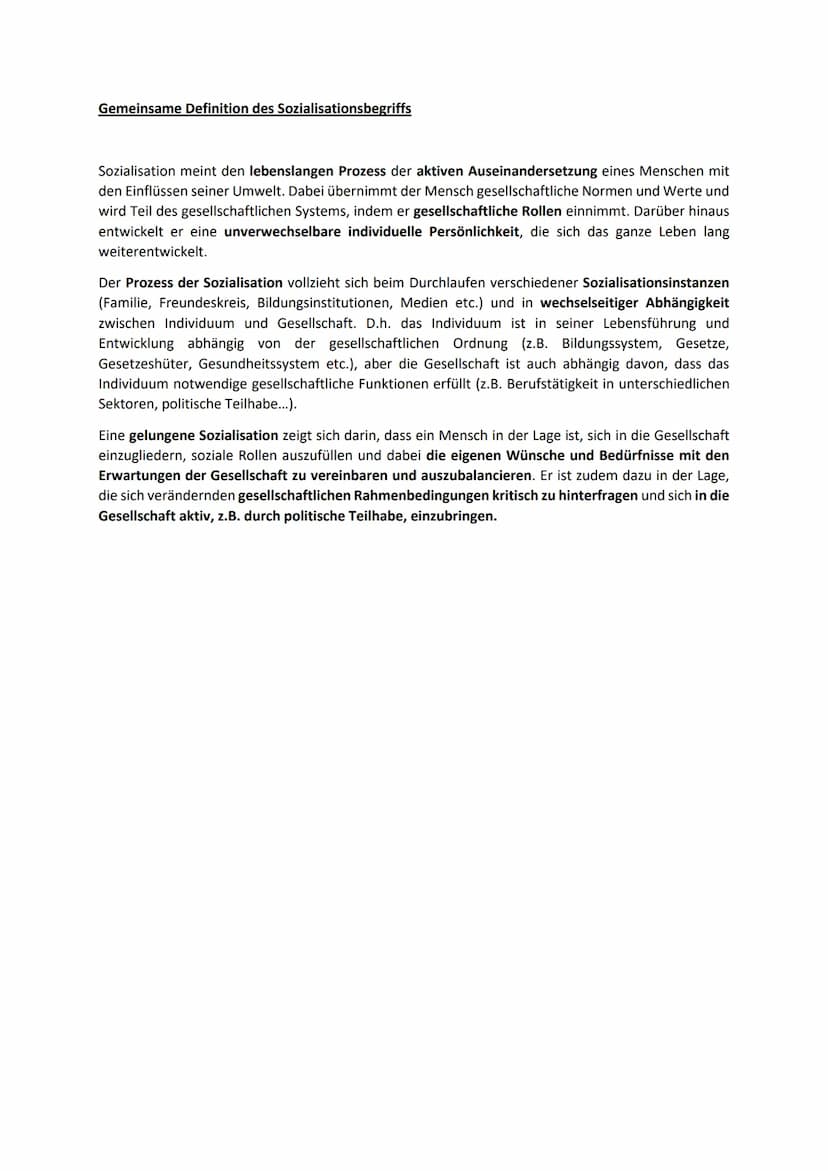 Die falsche Definition des Sozialisationsbegriffs:
Sozialisation meint die passive Prägung eines Menschen durch die Gesellschaft. Der Vorgan