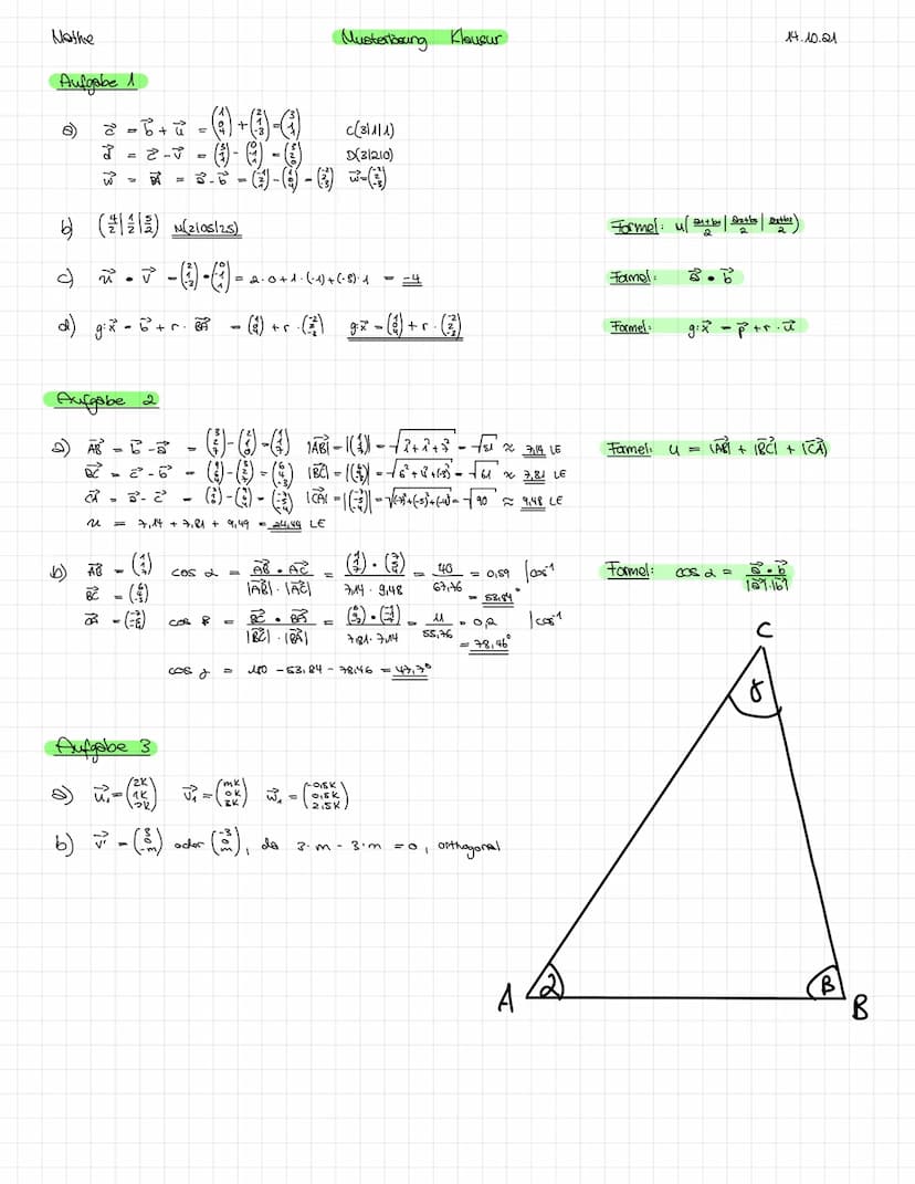 Themenfeld: Basiswissen ,,Analytische Geometrie"
Aufgabe 1
Gegeben sind die Punkte A (-1|2|1) und B (1|0|4) sowie die Vektoren u 1
B
a Besti