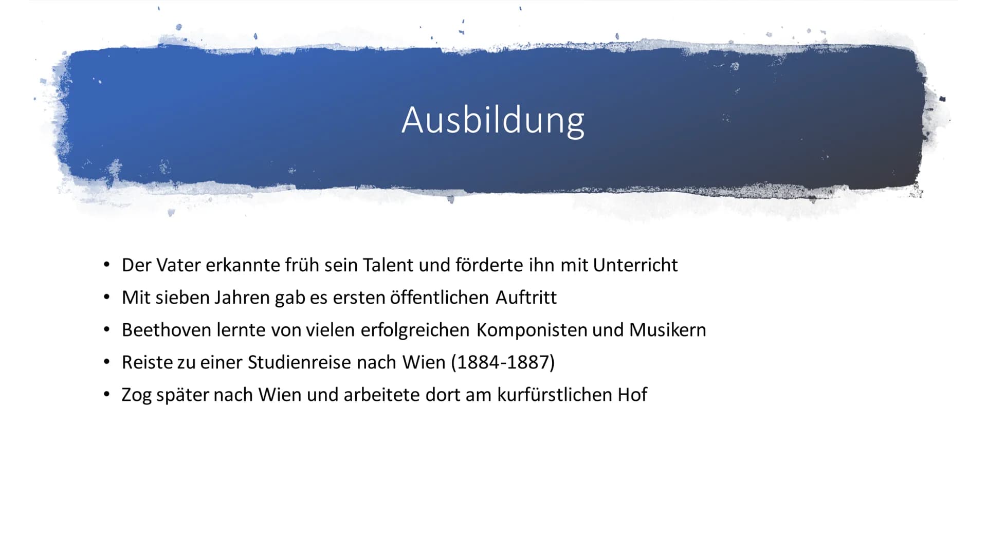 Ludwig van Beethoven ●
●
●
Allgemeine Fakten
Ausbildung
Wichtigste Werke
Krankheit
Bilder
Quellen
Inhalt: ●
●
Allgemeine Fakten:
Ludwig van 