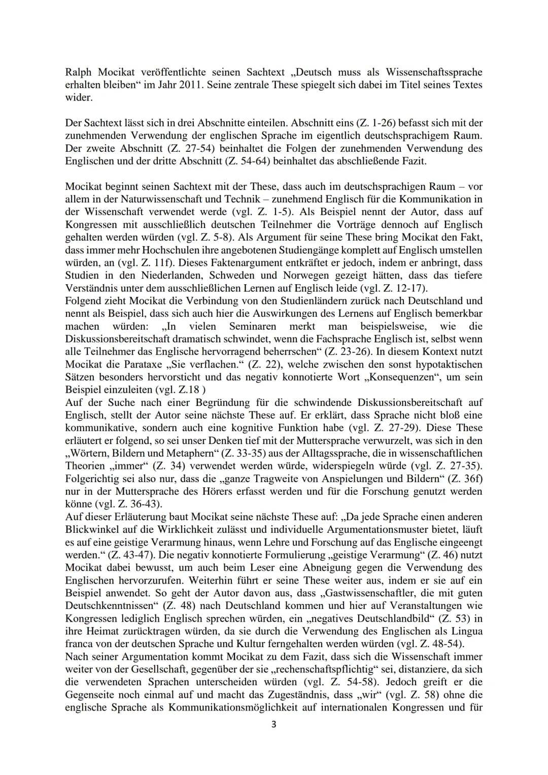 Sachtextvergleich ,,Der Zug ist abgefahren“ und „Deutsch muss als
Wissenschaftssprache erhalten bleiben"
Der Sachtext ,,Der Zug ist abgefahr