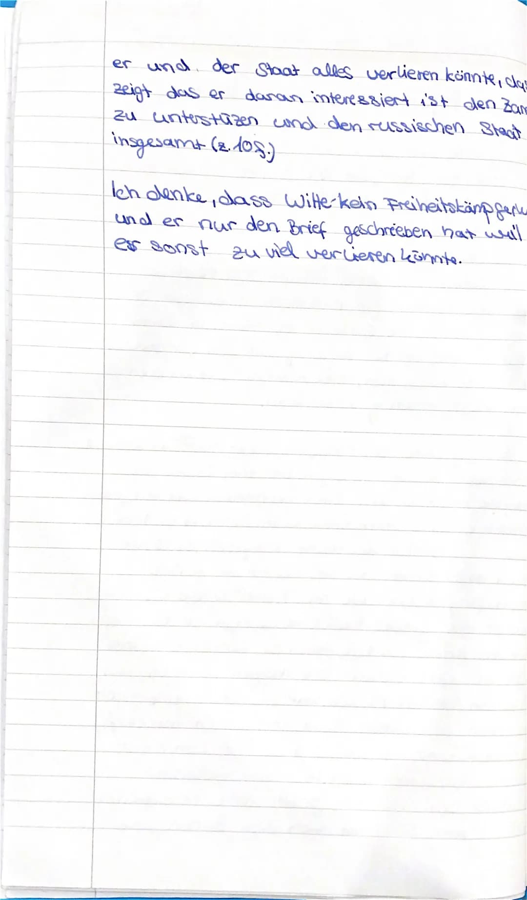 1st Sergej Witte ein, Freiheitskämpfer "2
Buch S 17 nr. 5
ja denn,
nein, denn
-sein Brief könnte als indirekte keine direkte kritik
Kritik a