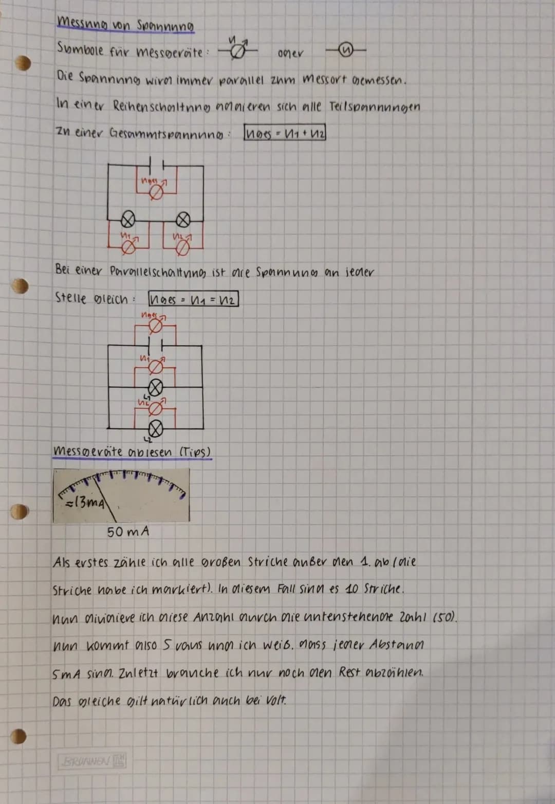 SPANNUNGS- UND STROMMESSUNG
Elektrischer Strom
Stromstärke (I) :
Eine Stromstorke wird durch die Elektronen bestimmt,
nie pro Zeiteinheit du