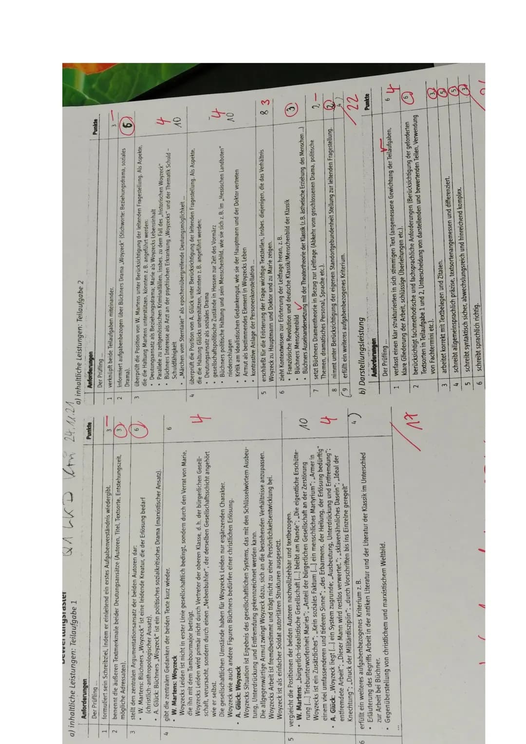 Q1. LK Deutsch.
Thema: Woyzeck, Georg Büchner
2. Klausur.
2)
Aufgaben:
1) Untersuchen Sie vergleichend den Deutungsansatz der beiden Texte. 