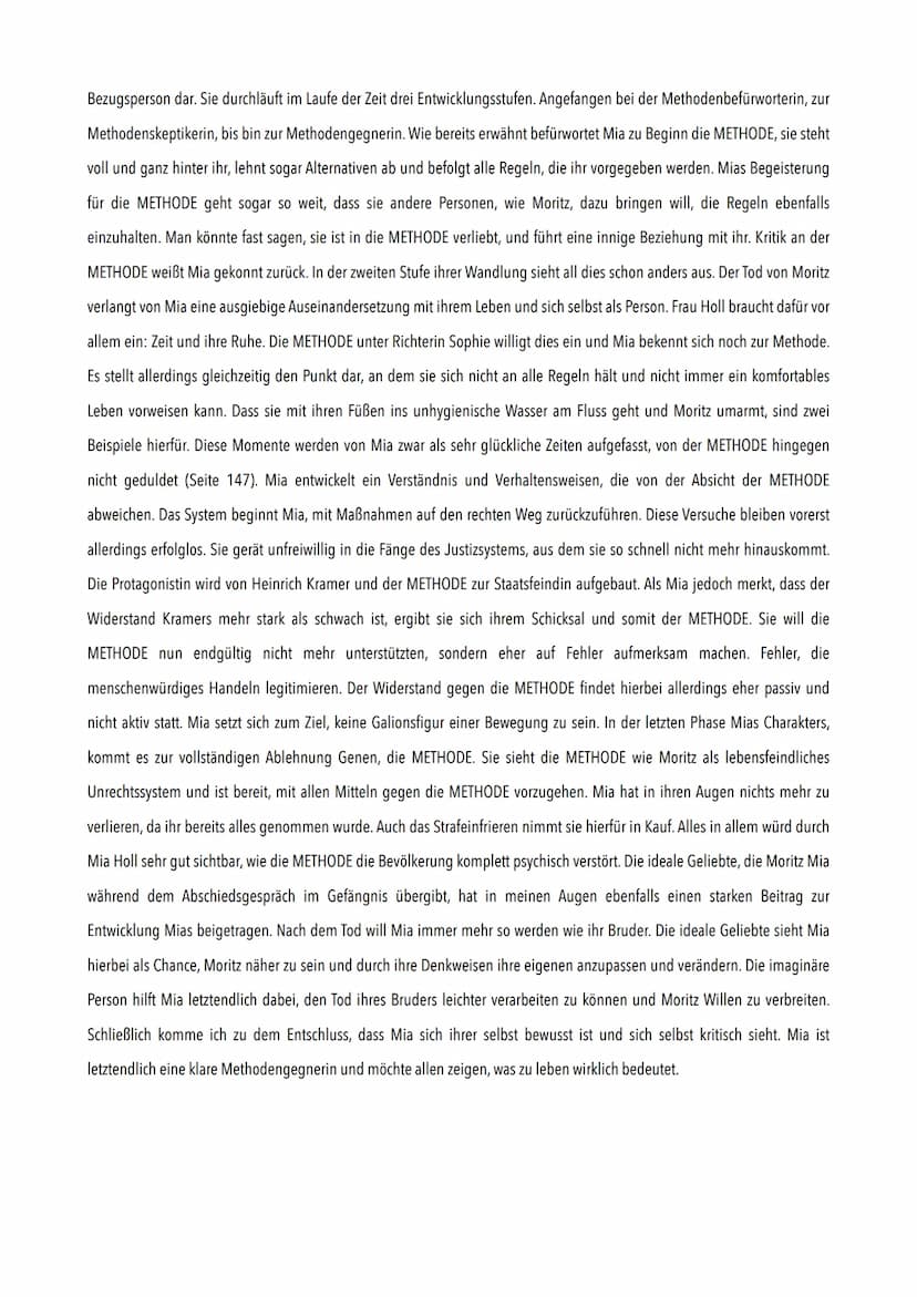 Charakterisierung Mia Holl
Der Roman ,,Corpus Delicti: Ein Prozess" von Juli Zeh, wurde 2009 veröffentlicht. Zuvor war es als Theaterstück a