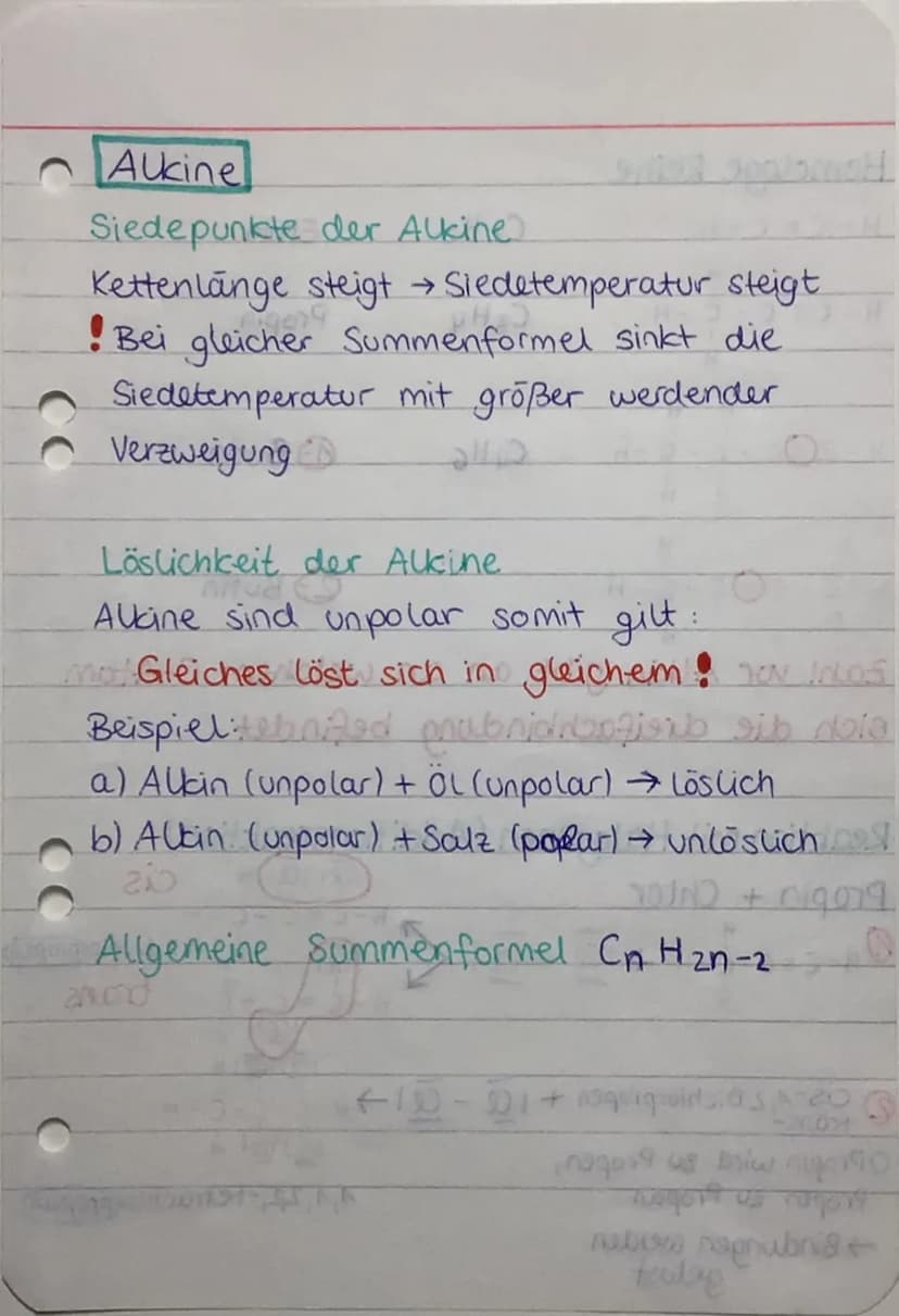 Chemie-Klausur 2
Alkene
Siedepunkte der Alkene.
Kettenlänge steigt → Siedepunkt steigt
Bei gleicher Summenformel sinkt die
Siedetemperatur m