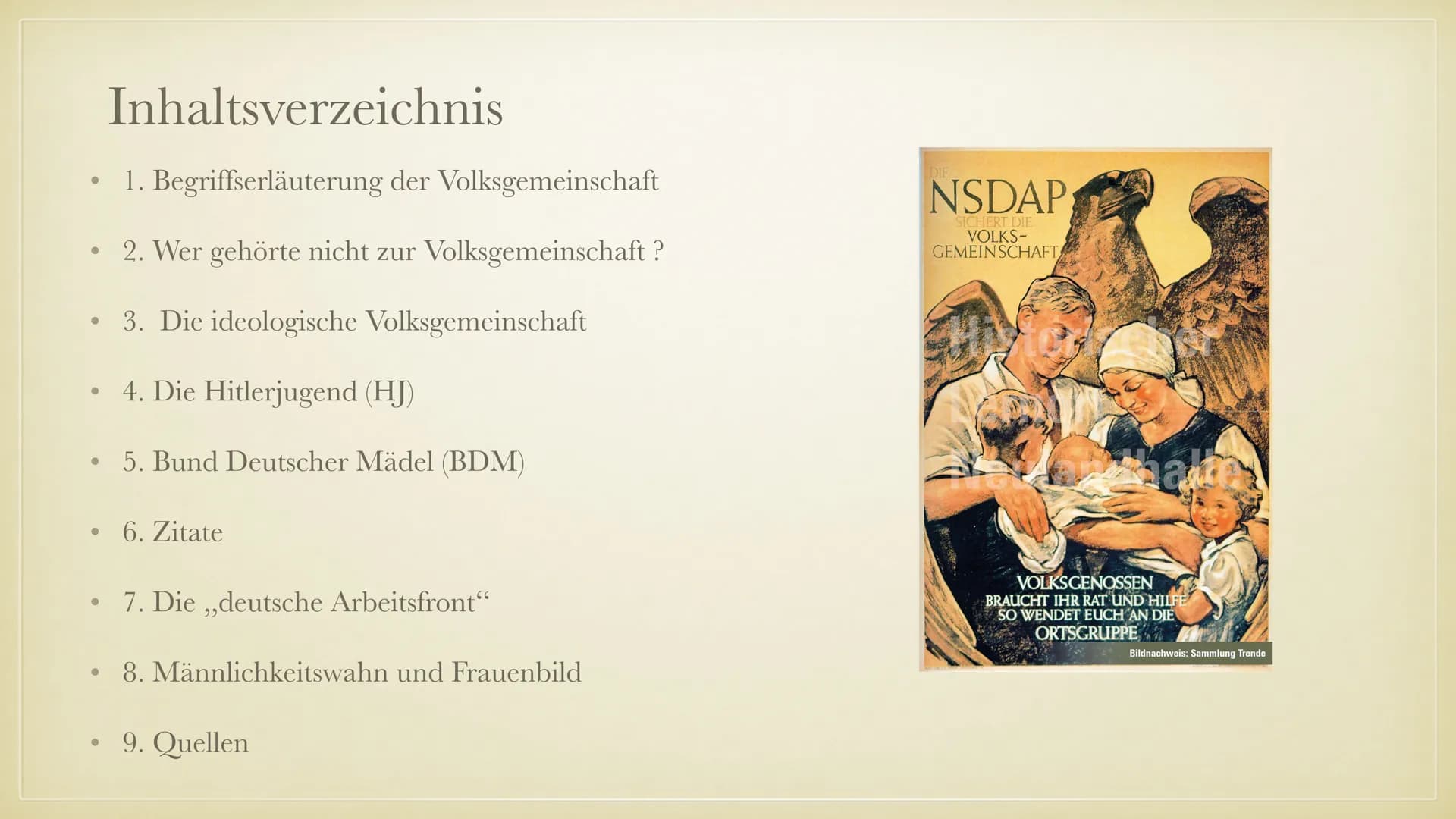 Geschichtsvortrag:
Die Volksgemeinschaft
Die Sicherung der Macht und das
nationalistische System totalitärer Herrschaft
27
$
✔
✔ ●
●
●
●
●
●