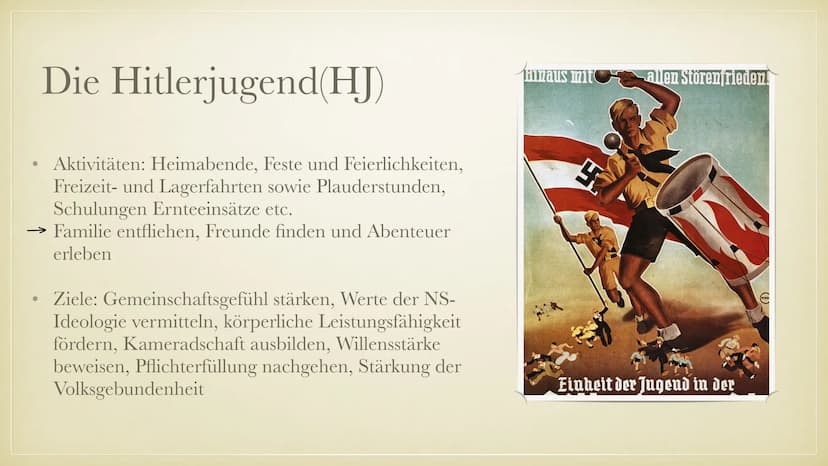 Geschichtsvortrag:
Die Volksgemeinschaft
Die Sicherung der Macht und das
nationalistische System totalitärer Herrschaft
27
$
✔
✔ ●
●
●
●
●
●