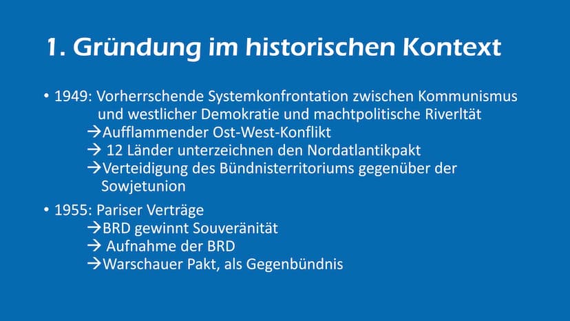 Die NATO
Verteidigungsbündnis
oder Weltpolizist?
Von Elisabeth Atapin Gliederung
1. Gründung im historischen Kontext
2. Vertragswerk
2.1 Lei