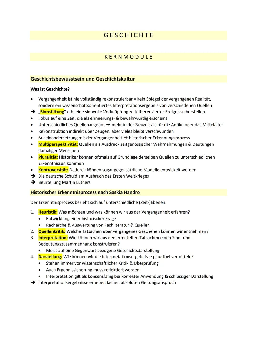 Geschichtsbewusstsein und Geschichtskultur
Was ist Geschichte?
●
Vergangenheit ist nie vollständig rekonstruierbar = kein Spiegel der vergan