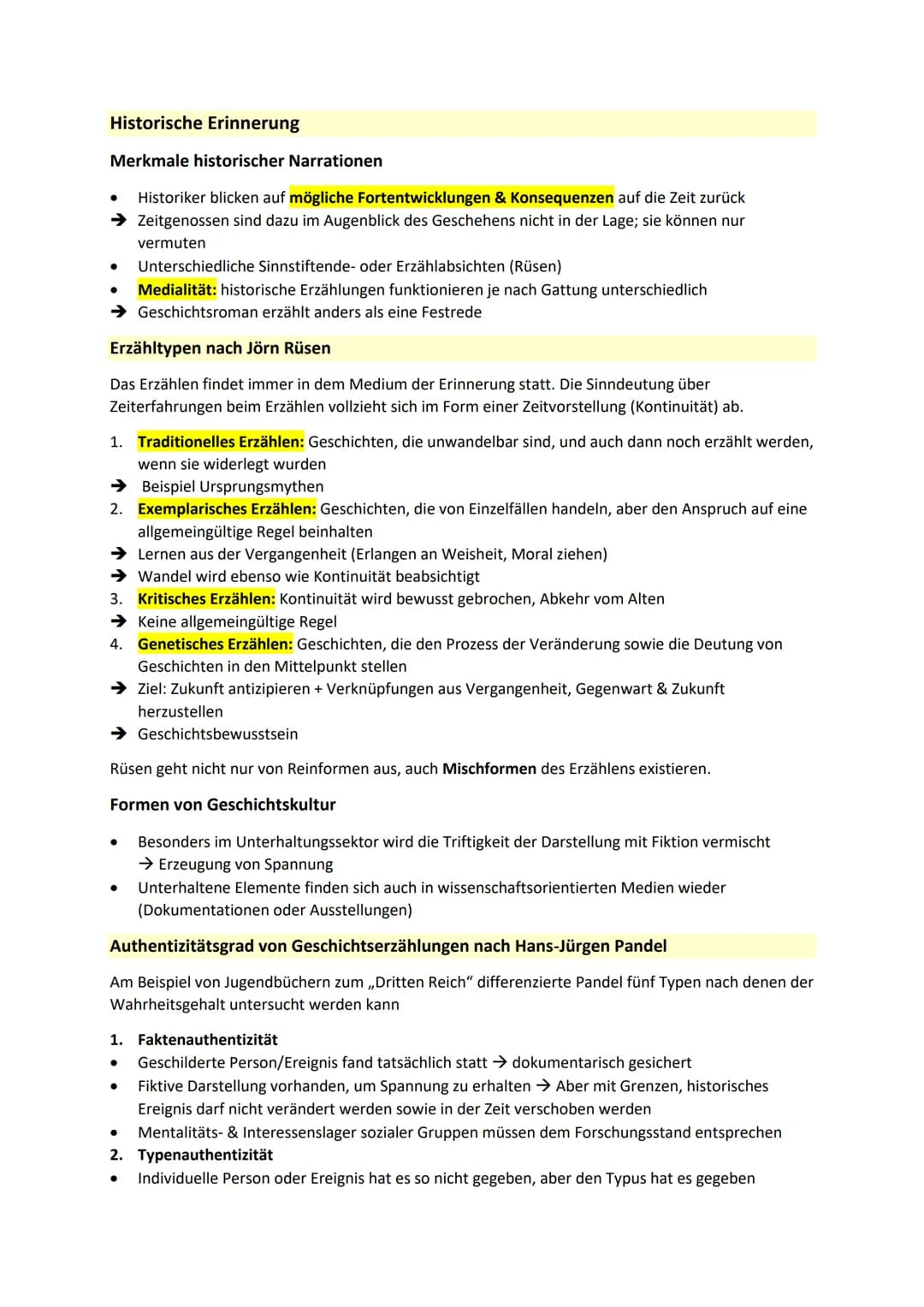 Geschichtsbewusstsein und Geschichtskultur
Was ist Geschichte?
●
Vergangenheit ist nie vollständig rekonstruierbar = kein Spiegel der vergan