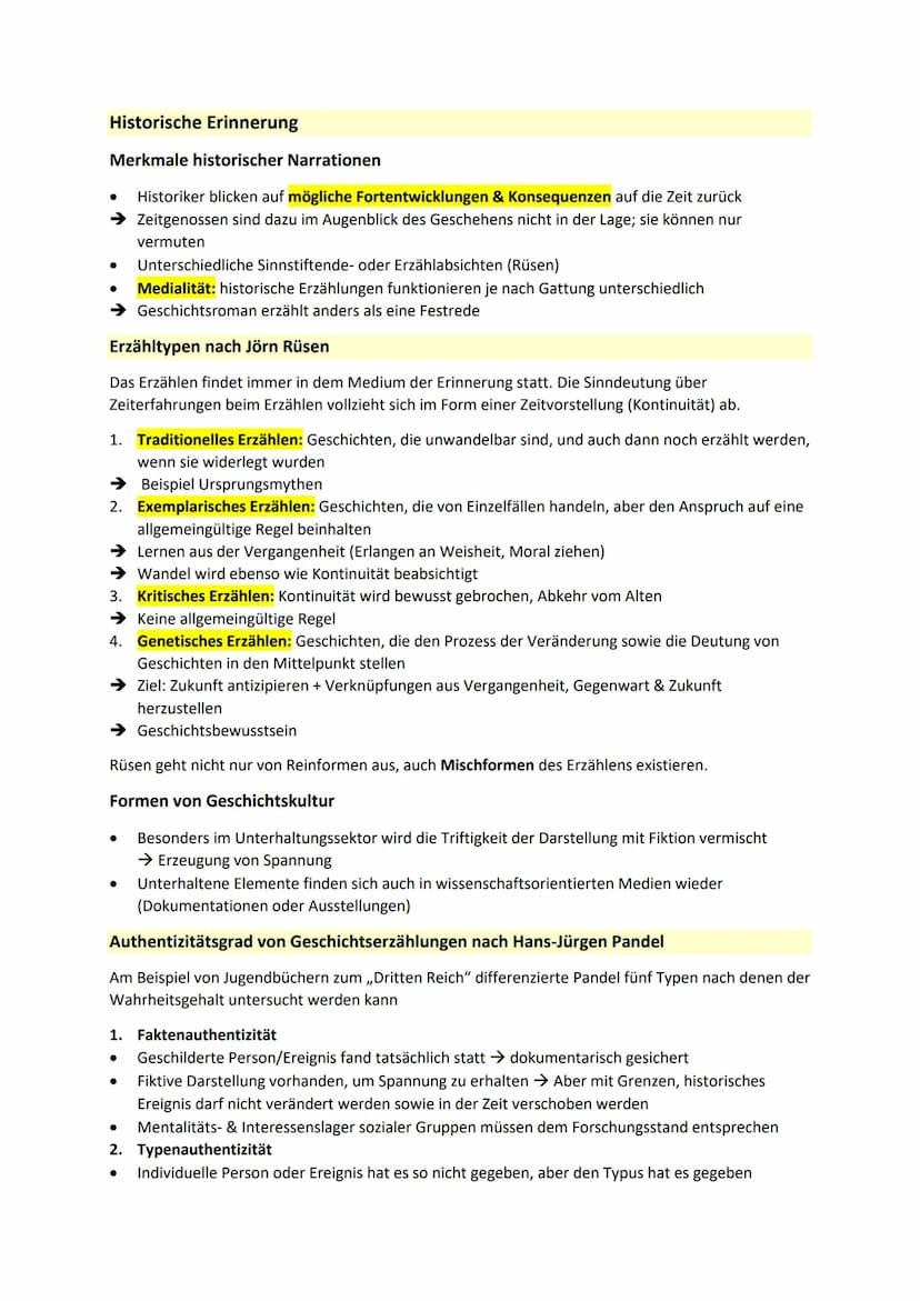 Geschichtsbewusstsein und Geschichtskultur
Was ist Geschichte?
●
Vergangenheit ist nie vollständig rekonstruierbar = kein Spiegel der vergan