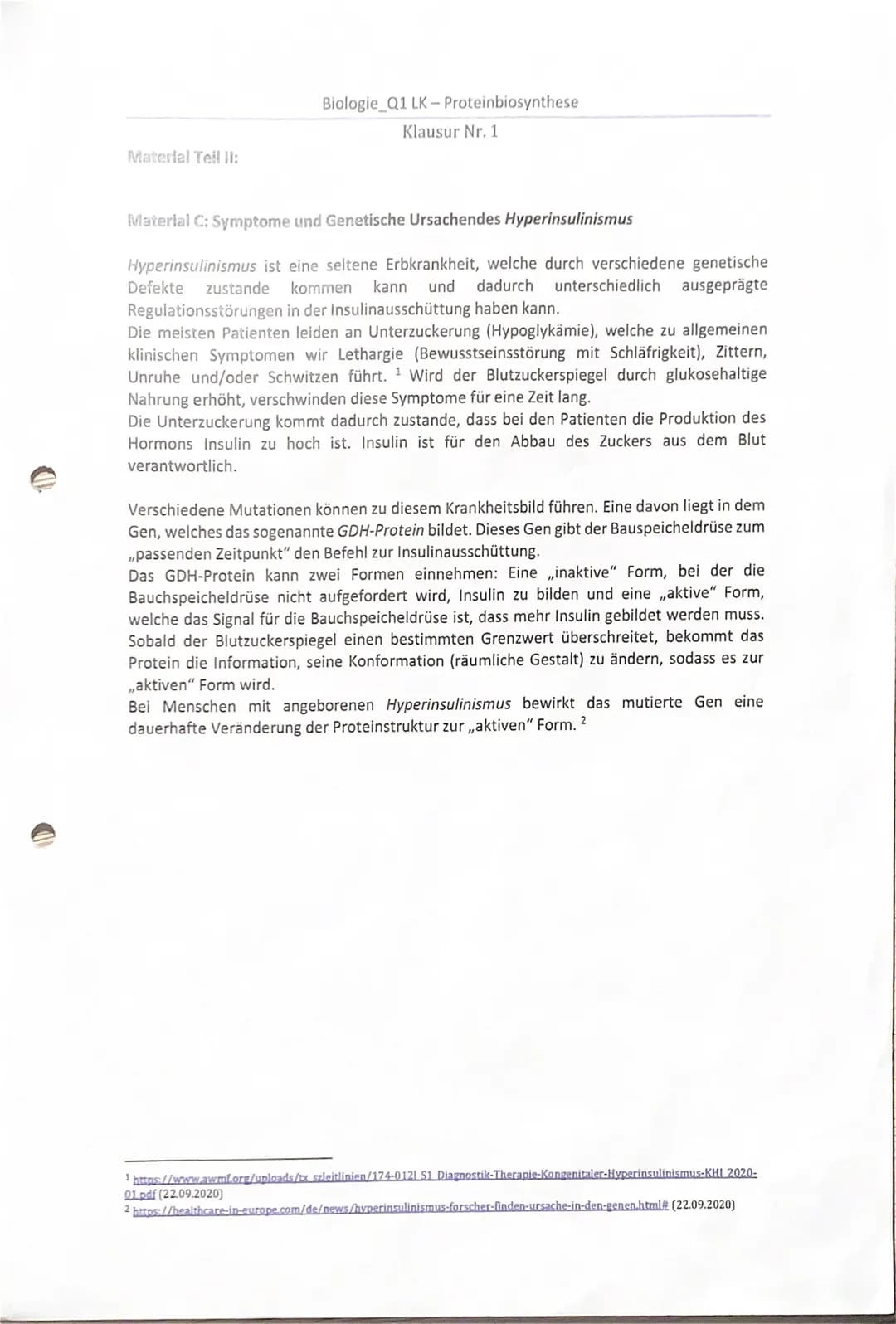 A) Inhaltliche Leistung
Tell I: Replikation der DNA
Aufgabe 1.1
Du hast jeweils den Buchstaben des Materials A die korrekten Fachbegriffe
zu