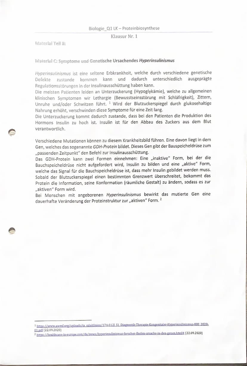 A) Inhaltliche Leistung
Tell I: Replikation der DNA
Aufgabe 1.1
Du hast jeweils den Buchstaben des Materials A die korrekten Fachbegriffe
zu