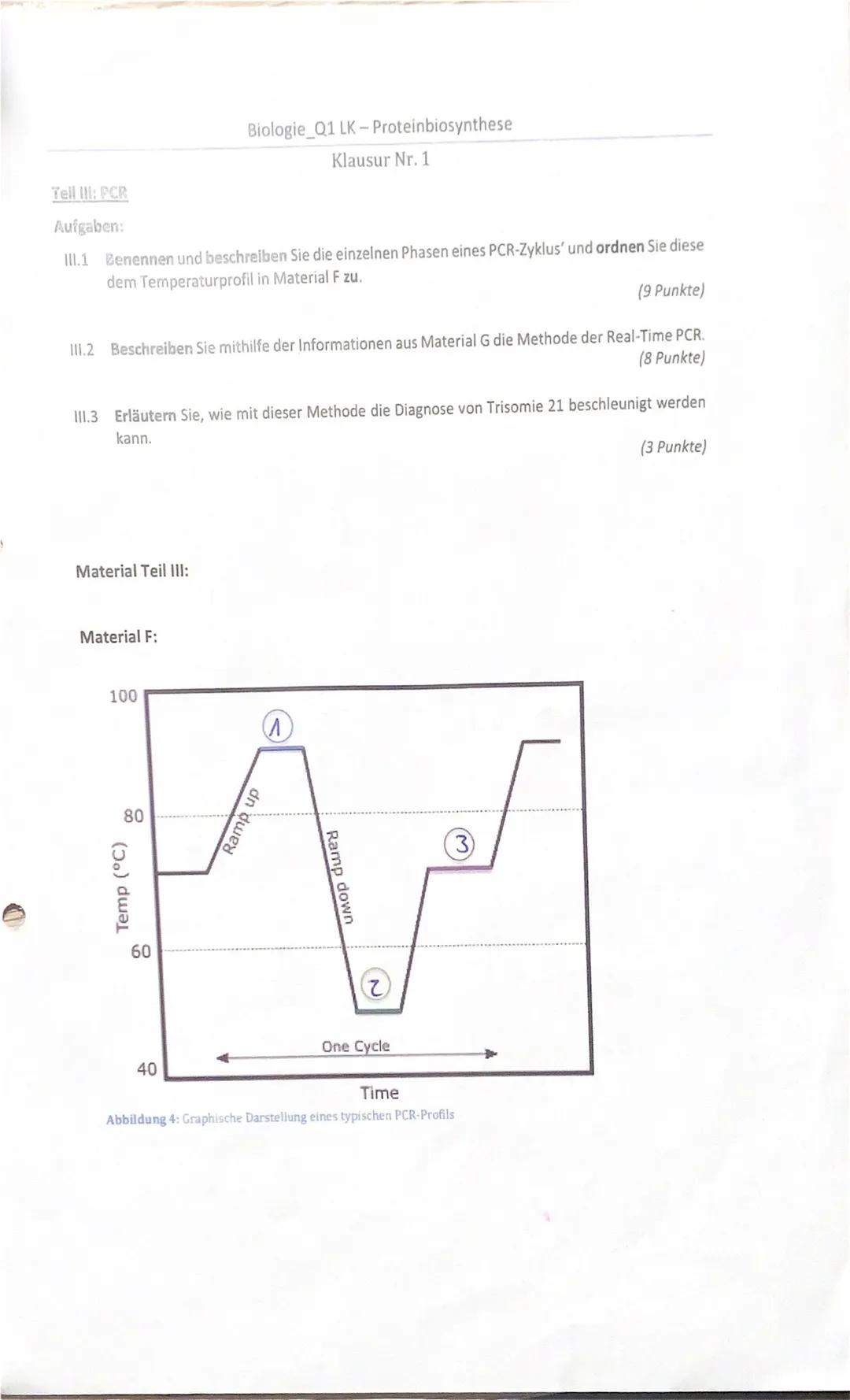 A) Inhaltliche Leistung
Tell I: Replikation der DNA
Aufgabe 1.1
Du hast jeweils den Buchstaben des Materials A die korrekten Fachbegriffe
zu