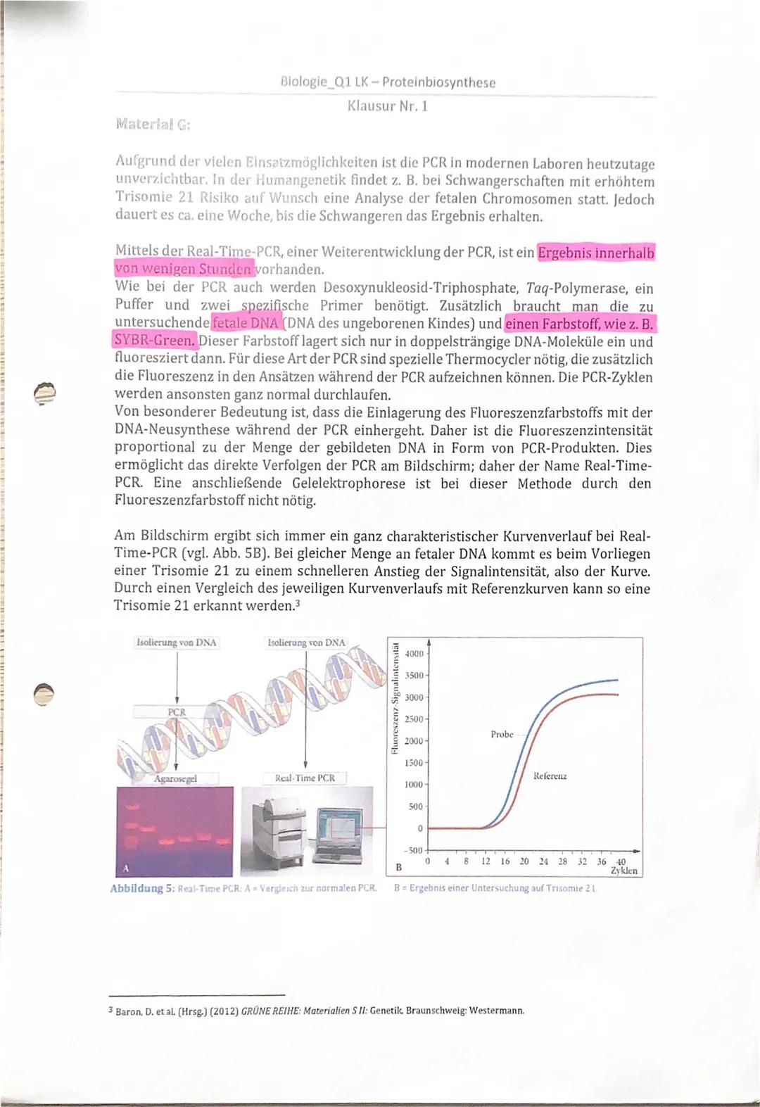 A) Inhaltliche Leistung
Tell I: Replikation der DNA
Aufgabe 1.1
Du hast jeweils den Buchstaben des Materials A die korrekten Fachbegriffe
zu