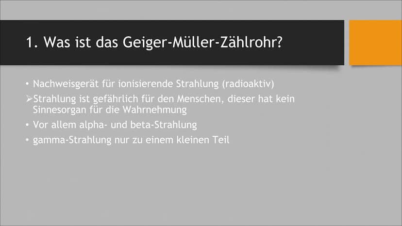 Geiger - Müller - Zählrohr
Physik-Gk Inhalt
Einleitung:
1. Was ist das Geiger-Müller-Zählrohr (GMZ)?
Hauptteil:
Schluss:
2. Wer hat das GMZ 