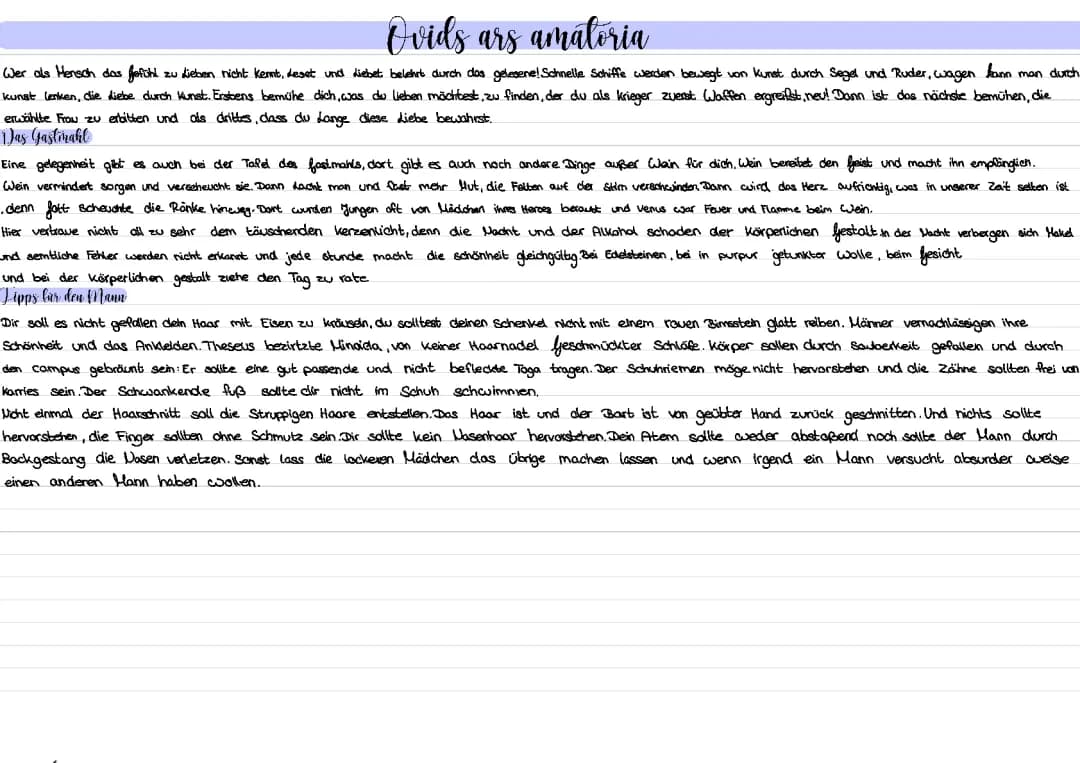 Ovids Ars Amatoria: Tipps und Übersetzungen für Buch 1, 2 und 3