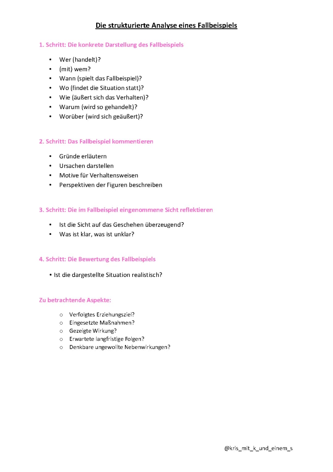 Die strukturierte Analyse eines Fallbeispiels