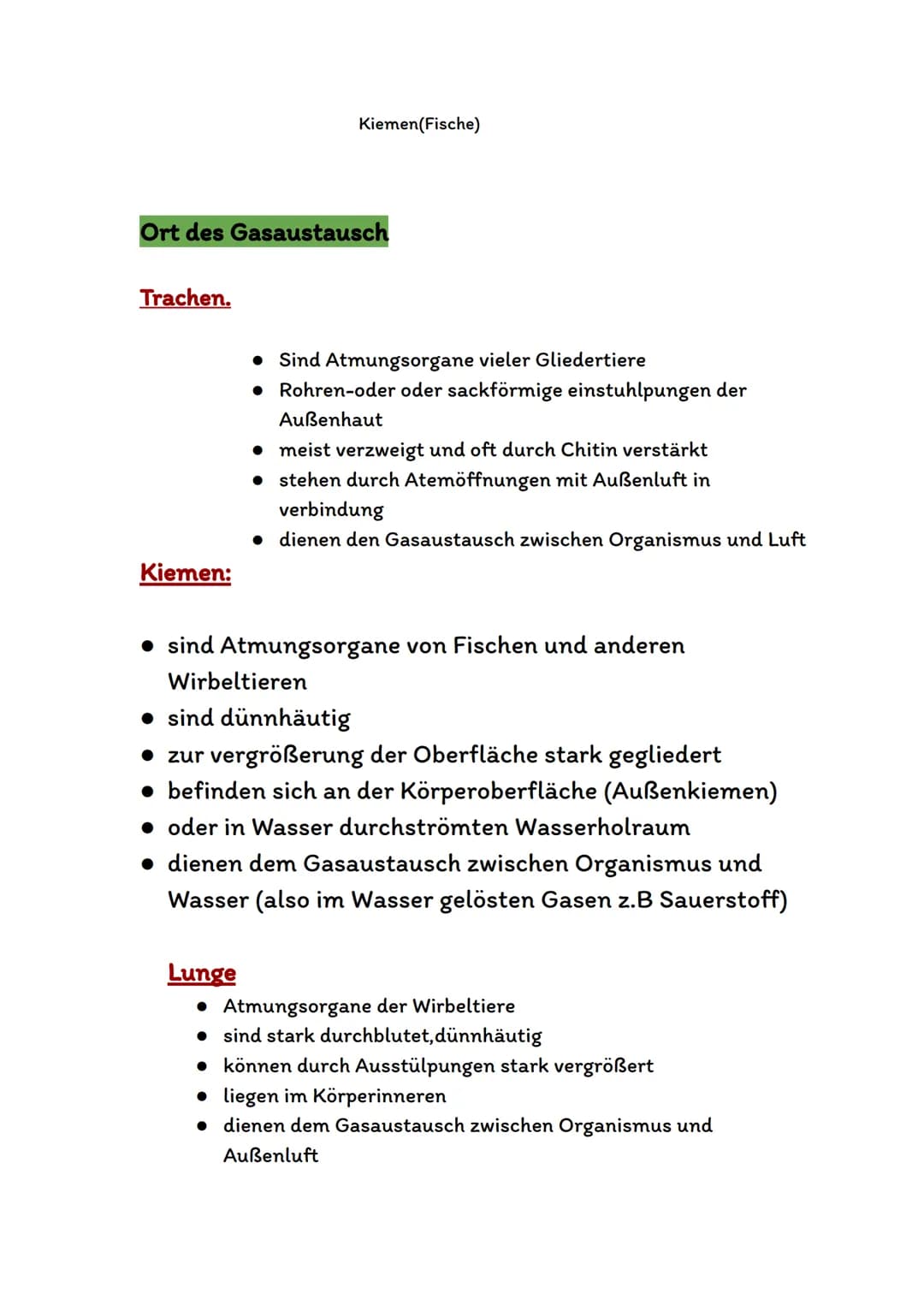 Atmungsorgane
Atmungsorgane sind die Organe in unserem Körper,die für den
Sauerstofftransport und den Gasaustausch zuständig sind.
Bei den A