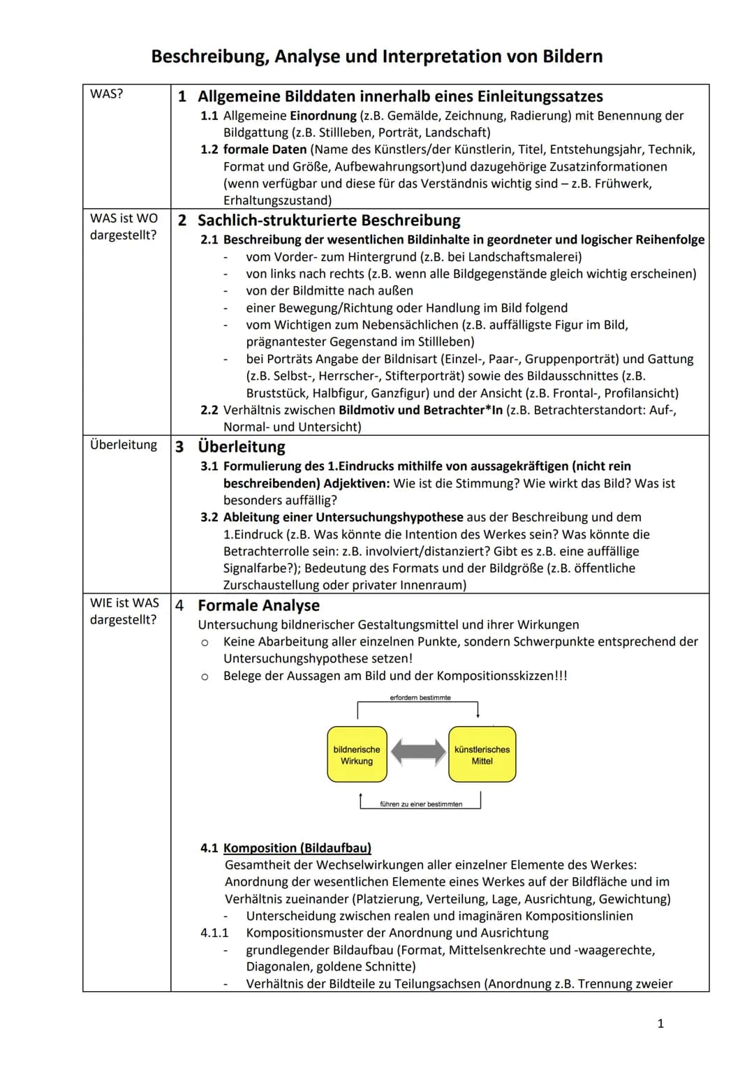 WAS?
Beschreibung, Analyse und Interpretation von Bildern
1 Allgemeine Bilddaten innerhalb eines Einleitungssatzes
1.1 Allgemeine Einordnung