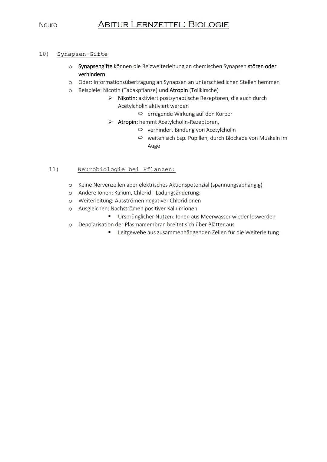 Neuro
1) Biomembran:
O
O
In eukaryotischen und prokaryotischen Zellen
Aufbau:
ABITUR LERNZETTEL: BIOLOGIE
00
bilden Barriere & grenzen Zelle