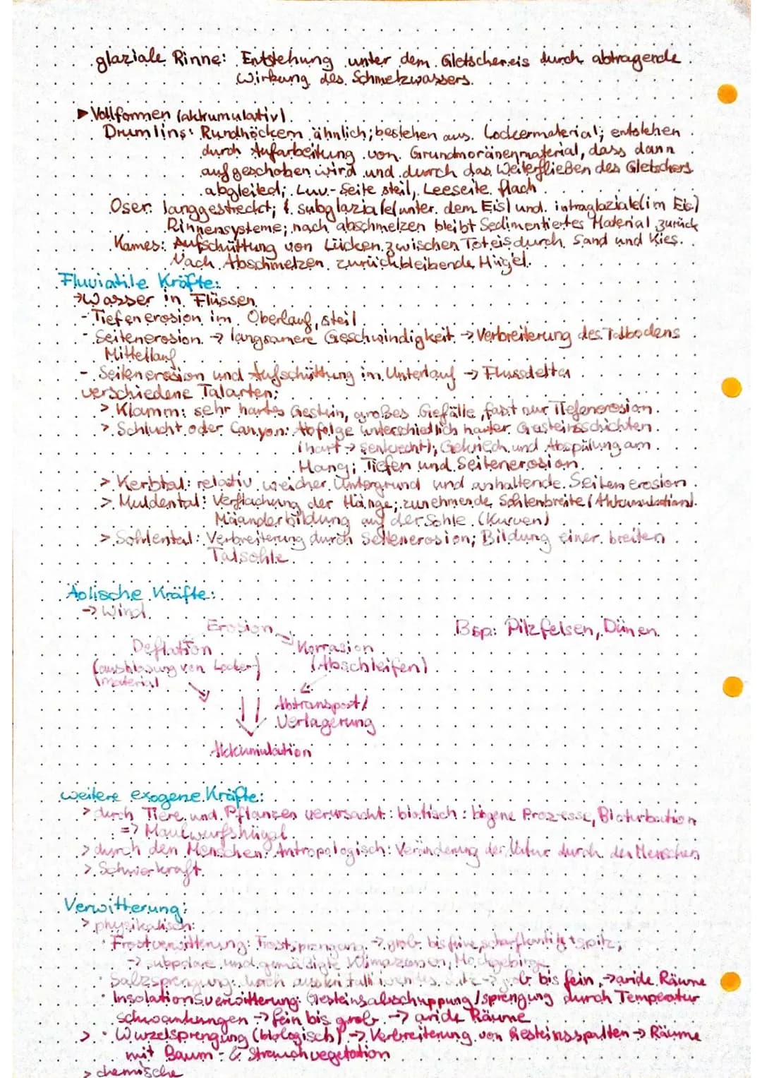 Erdkunde Klausur Zusammenfassung
Geomorphologie
(Morphe-Gestalt Teildisziplin der physischen Geographie, Beschäftigt sich mit.
.Oberflächeng