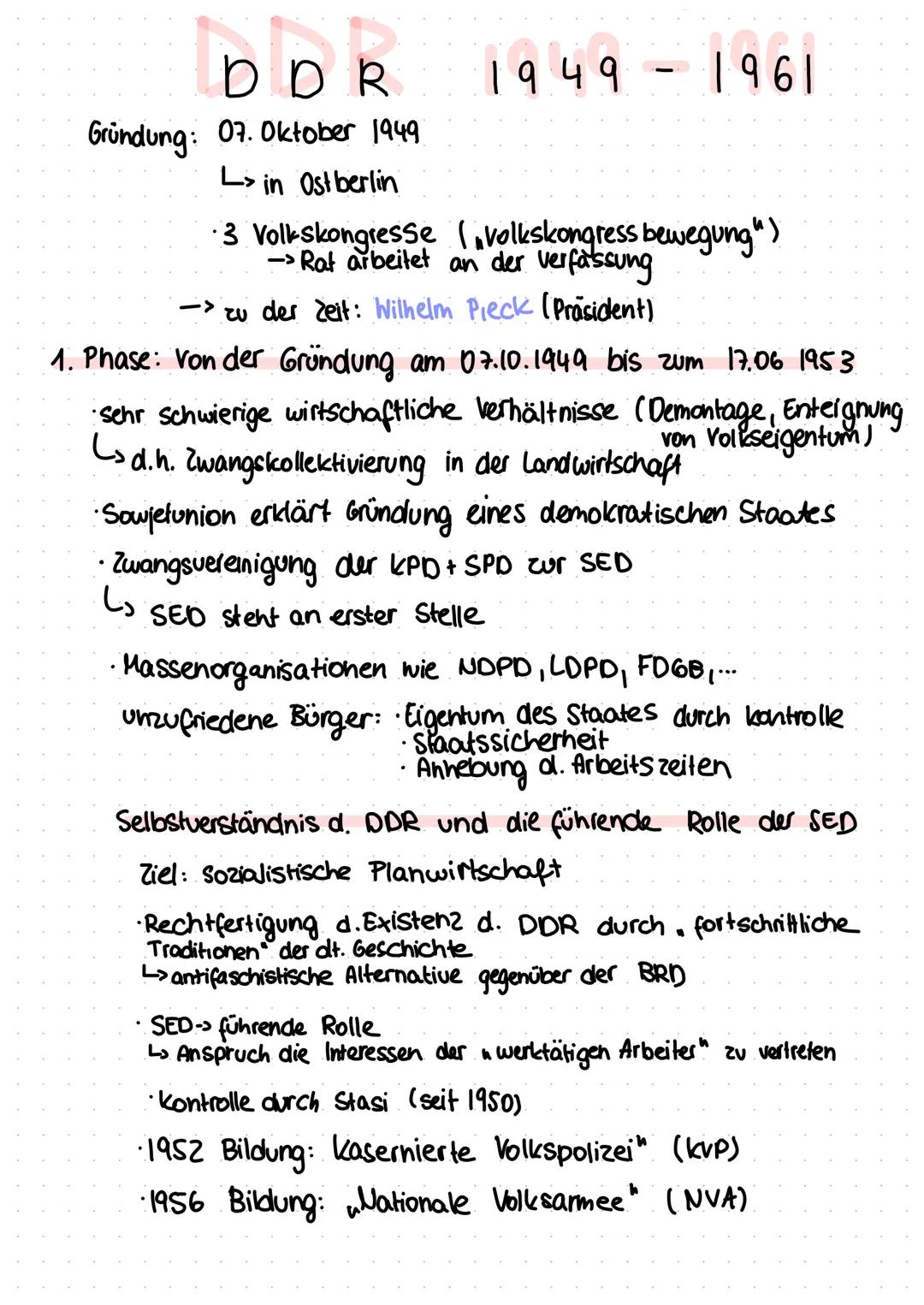 D D R
Gründung: 07. Oktober 1949
L> in Ostberlin
।१५१
دا
1961
·3 Volkskongresse ( Volkskongress bewegung")
->Rat arbeitet an der Verfassung
