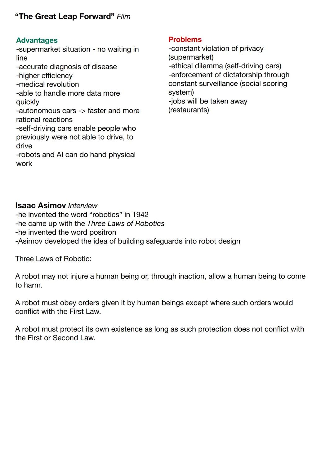 # Science and technology

Positive aspects
-makes life easier
-positive aspects for the environment
(less paper needed)
-discover new diseas