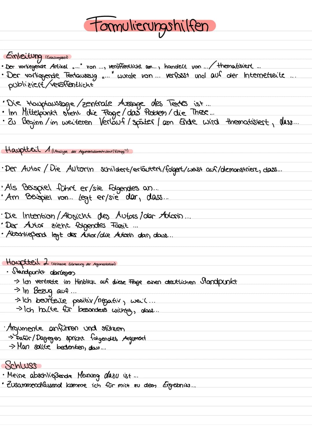 Formulierungshilfen
Einleitung (inteting)
•Der vorliegende Artikel
• Der vorliegende Textauszug
publiziert/veroffentlicht
von ...
veröffentl