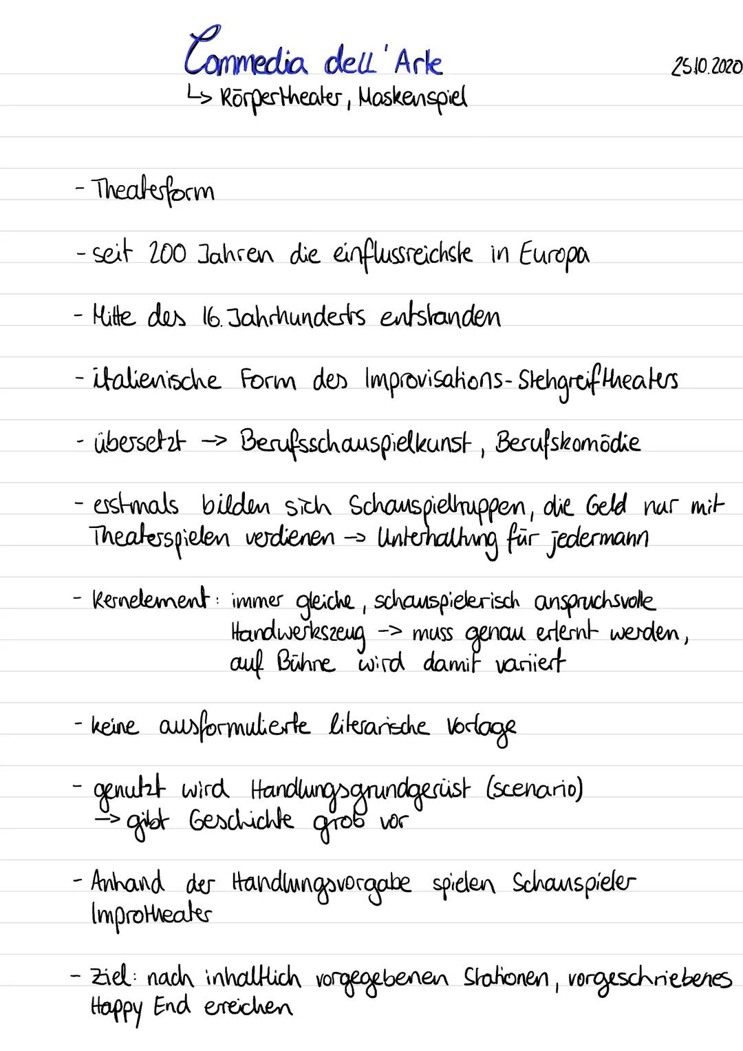 Commedia dell'Arte
Ls Körpertheater, Maskenspiel
- Theaterform
- seit 200 Jahren die einflussreichste in Europa
- Mitte des 16. Jahrhunderts
